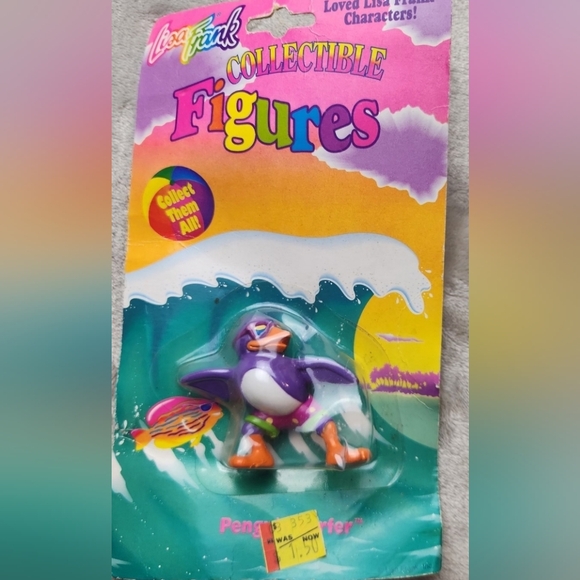 Lisa Frank Penguin Surfer PVC Toy Figure 1990s Collectible Rare - Picture 2 of 6